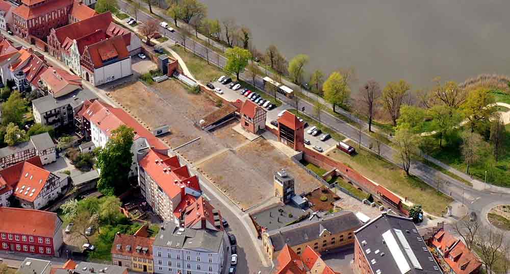 Ansicht vom Areal, für welches das Projekt "MobiHUB Stralsund" entwickelt wird.