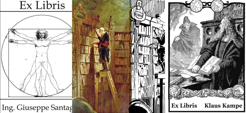 Exlibris Leonardo da Vinci, Spitzweg und Goethes Faust